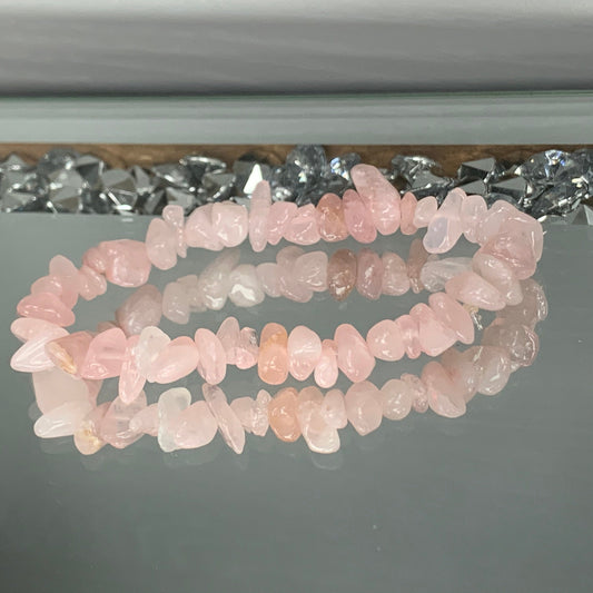 Rose Quartz Crystal Rough Crystal Gemstone Stretch Bracelet