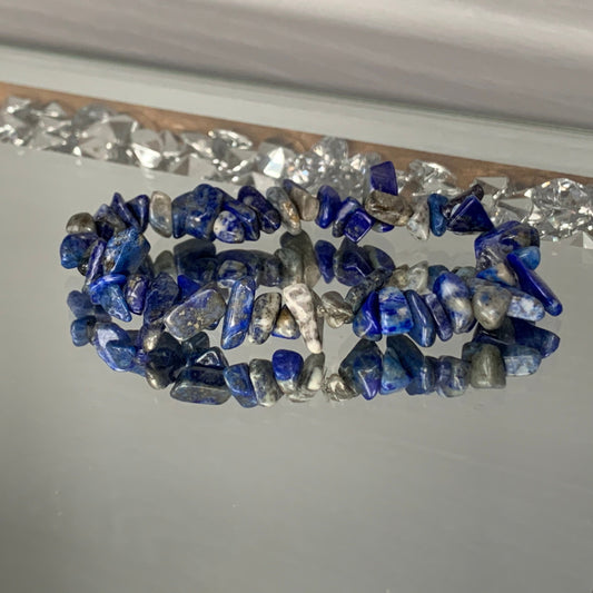 Lapis Lazuli Rough Gemstone Crystal Stretch Bracelet