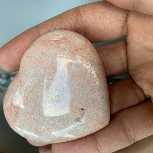 Peach Moonstone Crystal Gemstone Heart Carving