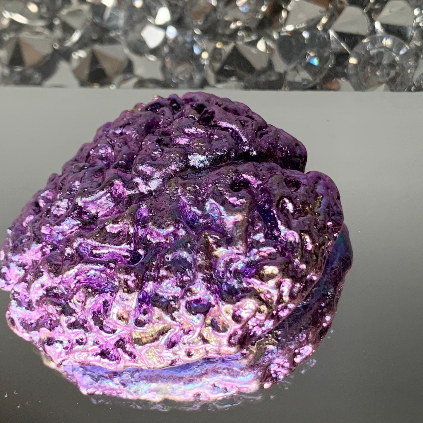 Purple Bismuth Crystal Brain Metal Art Sculpture
