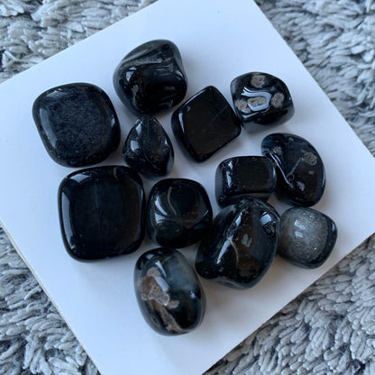 Black Agate Tumbled Gemstone Crystal - Medium - Set of Two