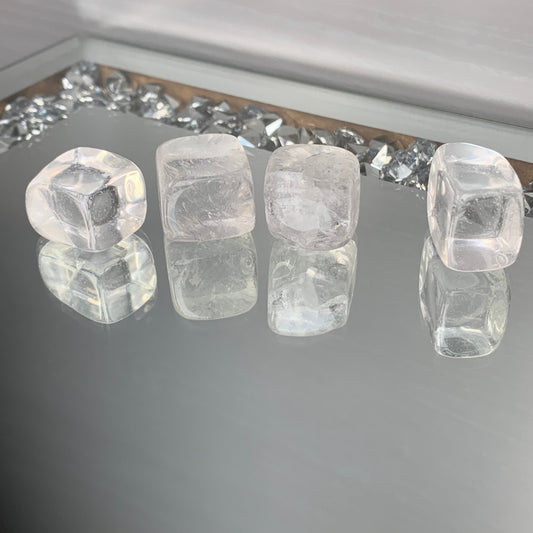 Clear Quartz Tumbled Cube Gemstone Crystal - Medium - Set of Two