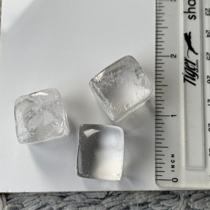 Clear Quartz Tumbled Cube Gemstone Crystal - Medium - Set of Two
