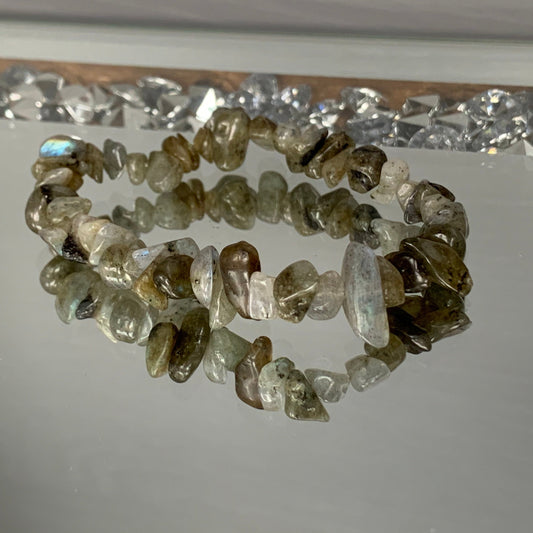 Labradorite Rough Gemstone Crystal Stretch Bracelet
