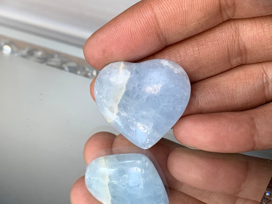 Blue Calcite Gemstone Crystal Heart - Small