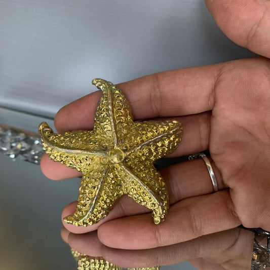 Gold Bismuth Crystal Large Starfish Metal Art Sculpture