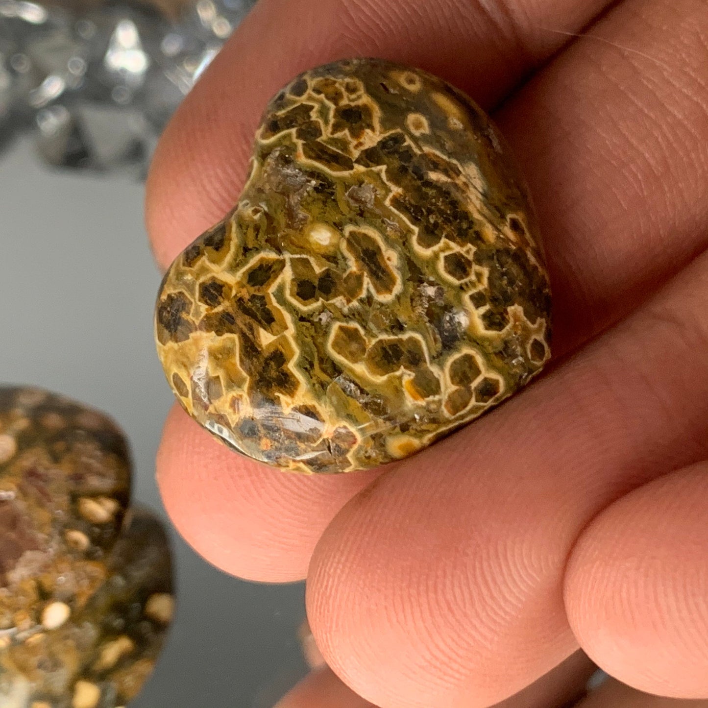 Orbicular Jasper Gemstone Crystal Heart Mini