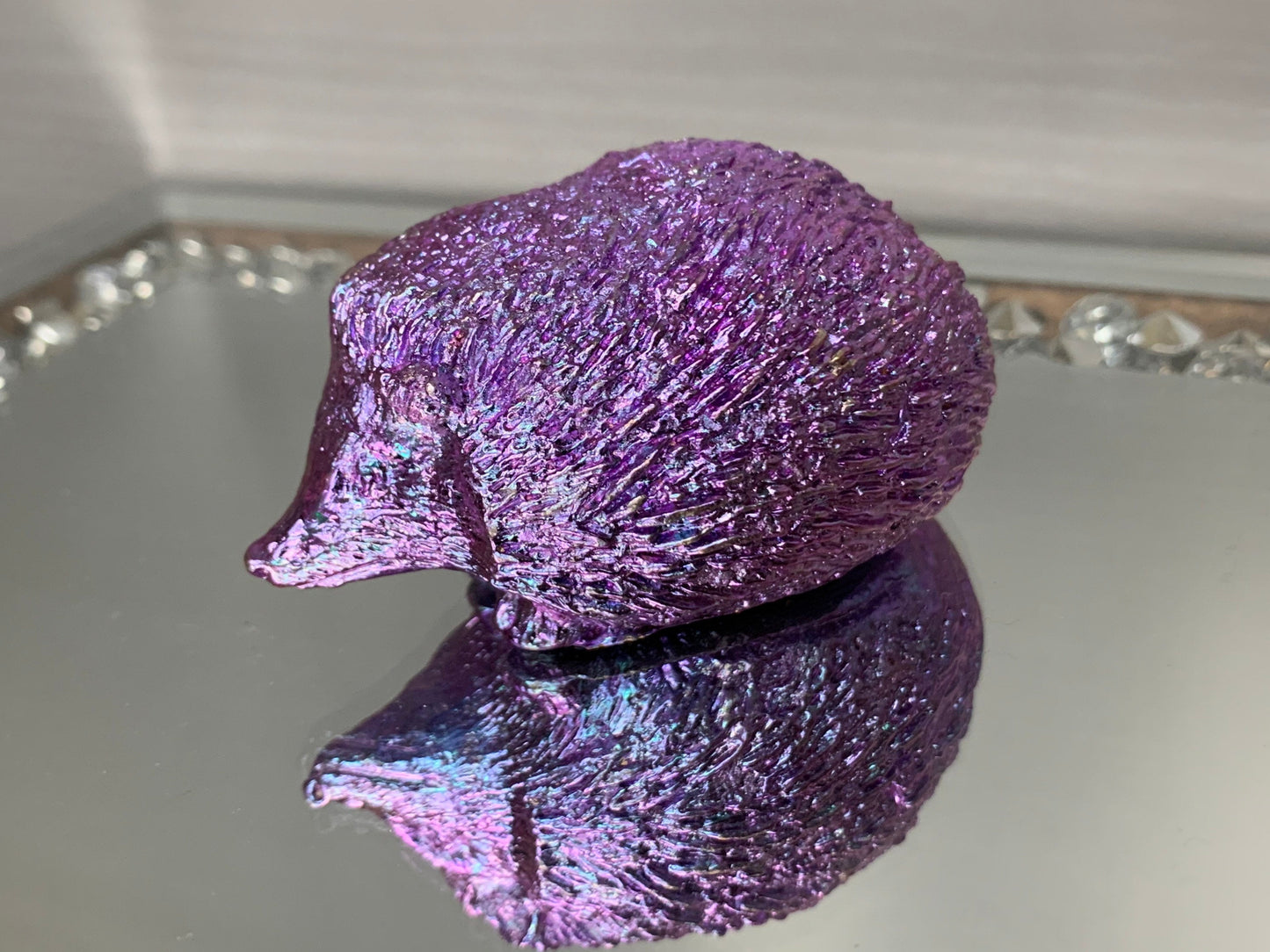 Purple Bismuth Crystal Large Hedgehog Metal Art Sculpture