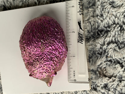 Pink Bismuth Crystal Large Hedgehog Metal Art Sculpture