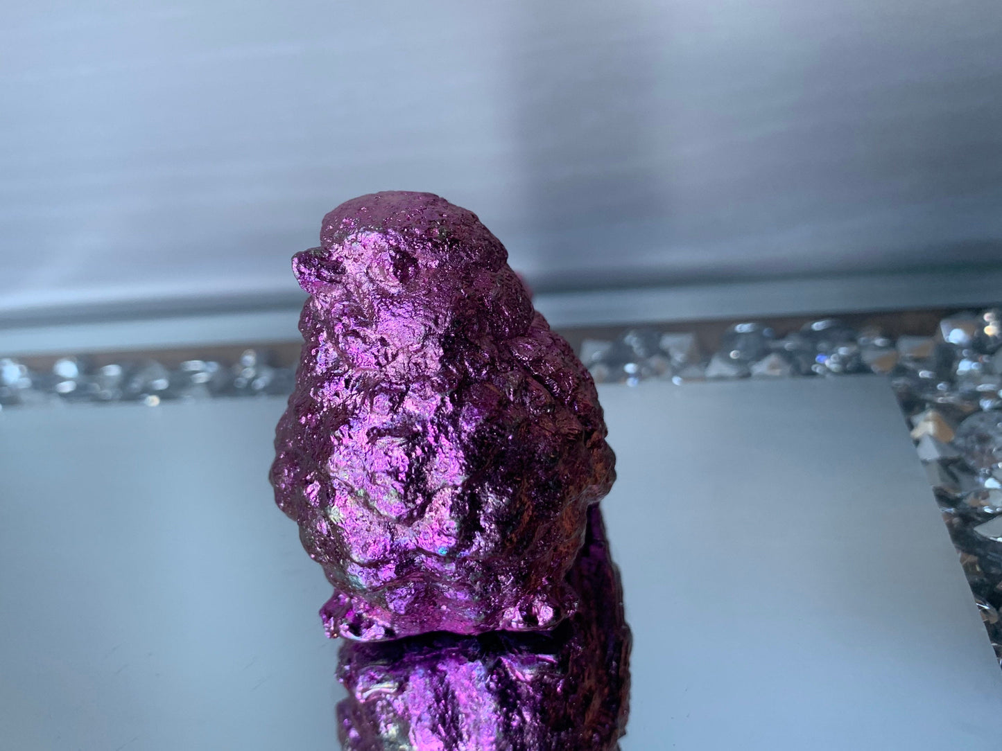 Pink Bismuth Crystal Wren Song Bird Metal Art Sculpture