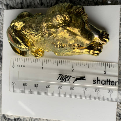 Gold Bismuth Crystal Lion Metal Art Sculpture