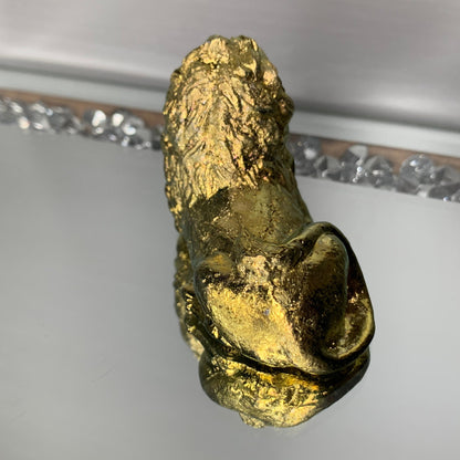 Gold Bismuth Crystal Lion Metal Art Sculpture
