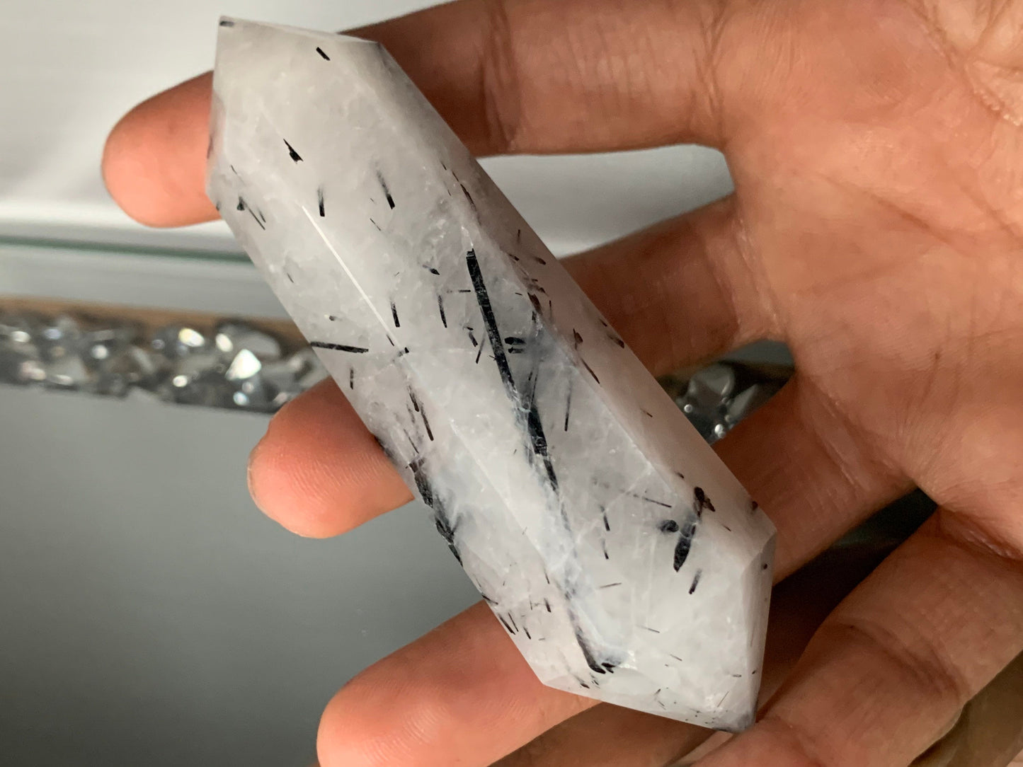 Black Tourmaline Quartz Crystal Gemstone Double Terminated Point (1)