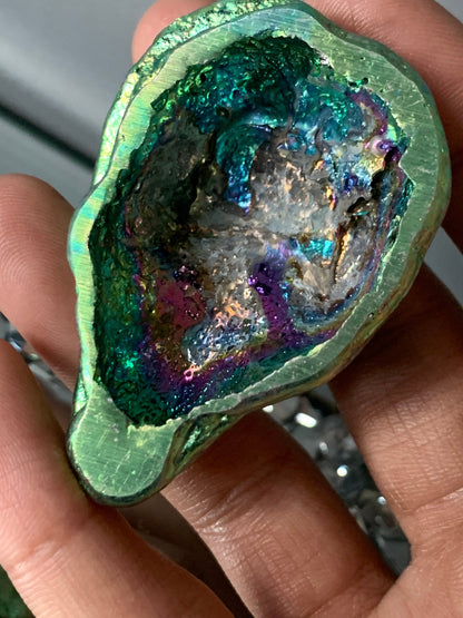 Green Bismuth Crystal Alien Metal Art Sculpture