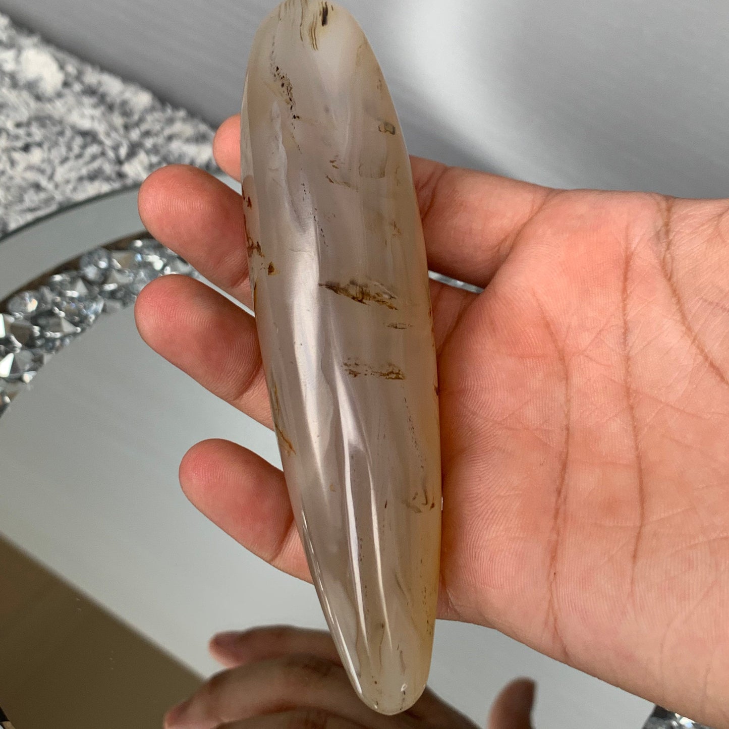 Dendritic Agate Crystal Gemstone Massage Wand — Self-care Tool - Medium