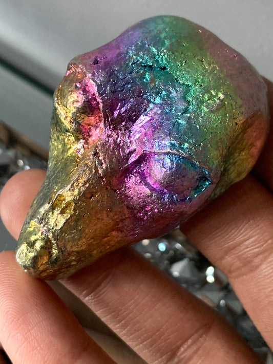 Rainbow Bismuth Crystal Alien Metal Art Sculpture