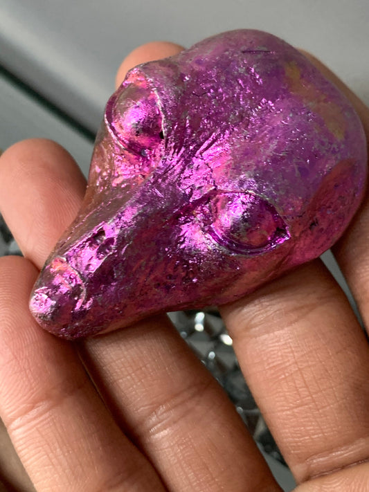 Pink Bismuth Crystal Alien Metal Art Sculpture