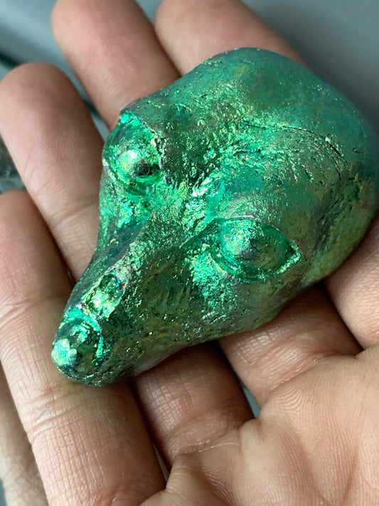 Green Bismuth Crystal Alien Metal Art Sculpture