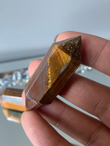 Brown Tigers Eye Gemstone Crystal Double Terminated Mini Point