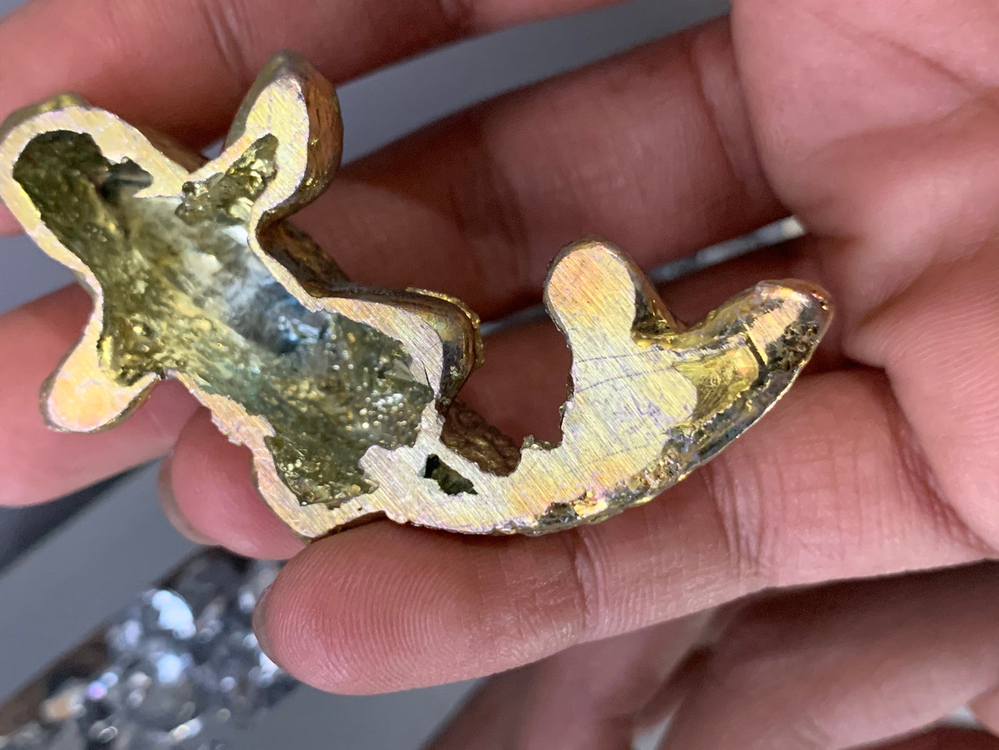 Gold Bismuth Crystal Small Kio Fish Metal Art Sculpture