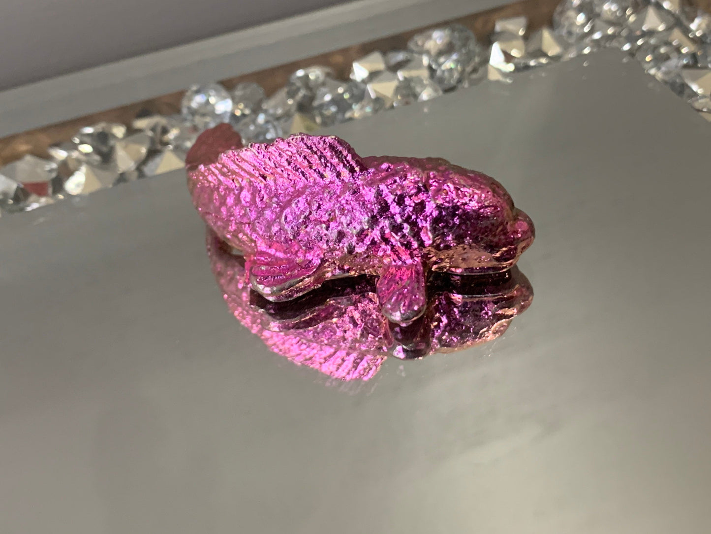 Pink Bismuth Crystal Small Kio Fish Metal Art Sculpture