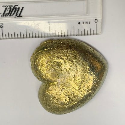 Gold Bismuth Crystal Heart Metal Art Sculpture