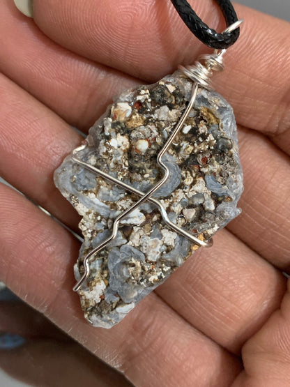 Aura Druzy Chalcedony Crystal Gemstone - Galaxy Slice - Necklace (2)