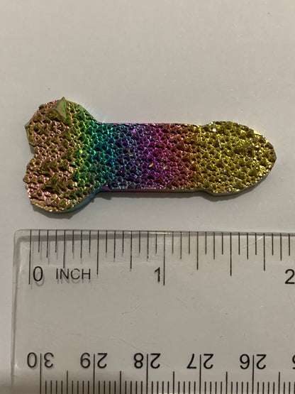 Rainbow Bismuth Crystal Penis Phallus Cut Out Metal Art