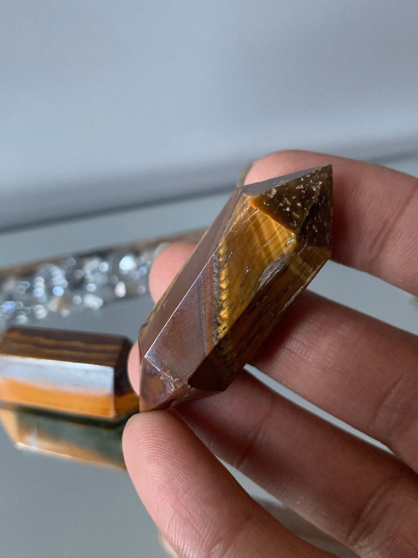 Brown Tigers Eye Gemstone Crystal Double Terminated Mini Point
