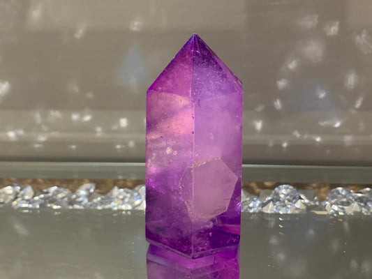Purple Aura Quartz Crystal Gemstone Tower Point (C)