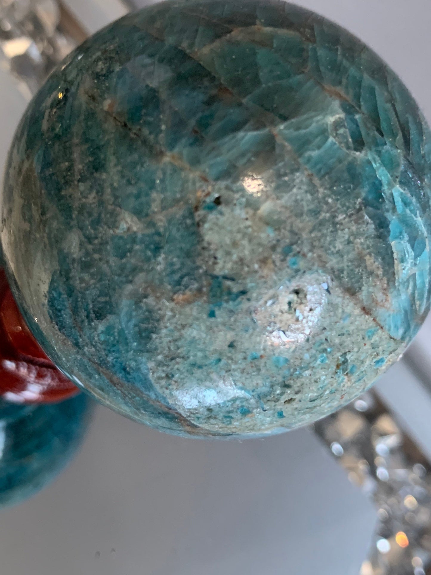 Blue Neon Apatite Asterism Gemstone Crystal Sphere (3)