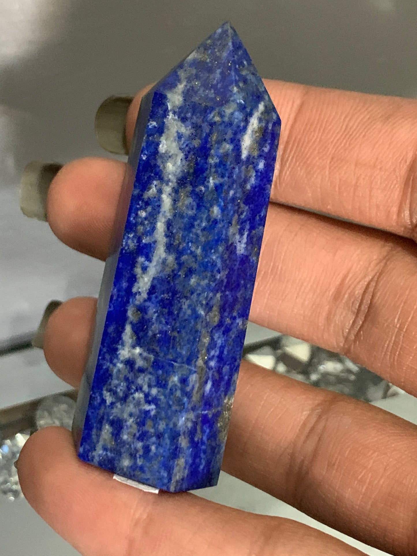 Lapis Lazuli Gemstone Crystal Tower Point (4) - UV REACTIVE
