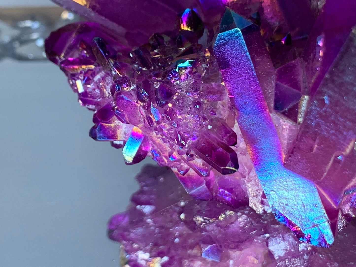 Purple Aura Quartz Crystal Gemstone Cluster - Large