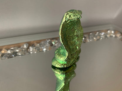 Green Bismuth Crystal Cobra Snake Metal Art Sculpture