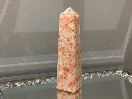 Sunstone Grade A Gemstone Crystal Obelisk Tower Point - Medium (2)