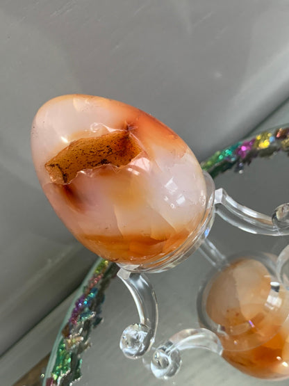 Carnelian Druzy Crystal Gemstone Egg Carving (1)