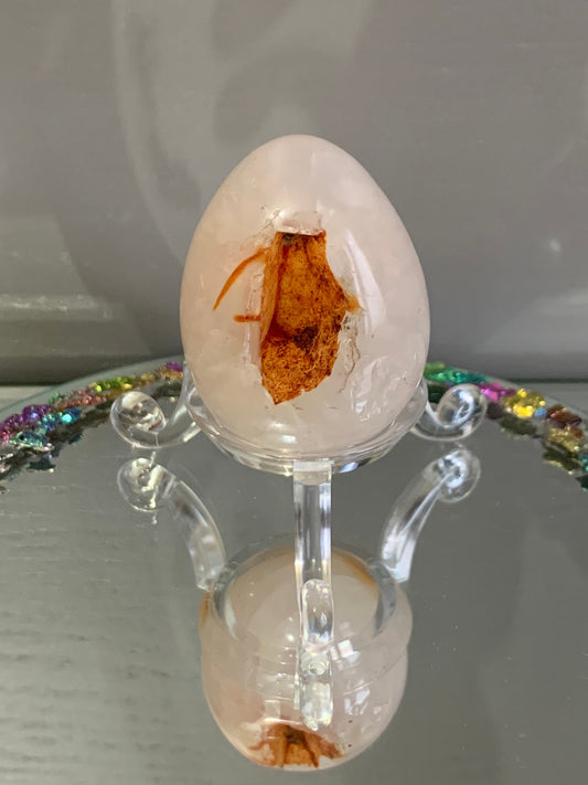 Carnelian Agate Druzy Crystal Gemstone Egg Carving