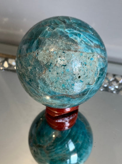 Blue Neon Apatite Asterism Gemstone Crystal Sphere (3)