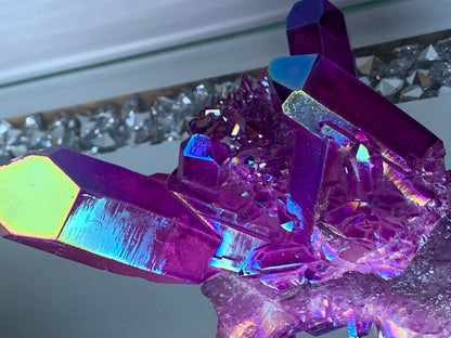 Purple Aura Quartz Crystal Gemstone Cluster - Large