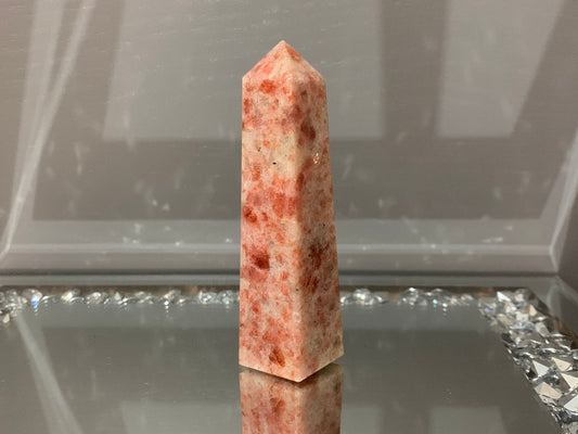 Sunstone Grade A Gemstone Crystal Obelisk Tower Point  - Large (2)
