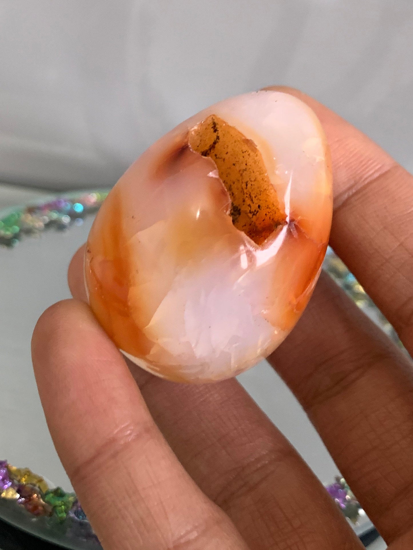 Carnelian Druzy Crystal Gemstone Egg Carving (1)