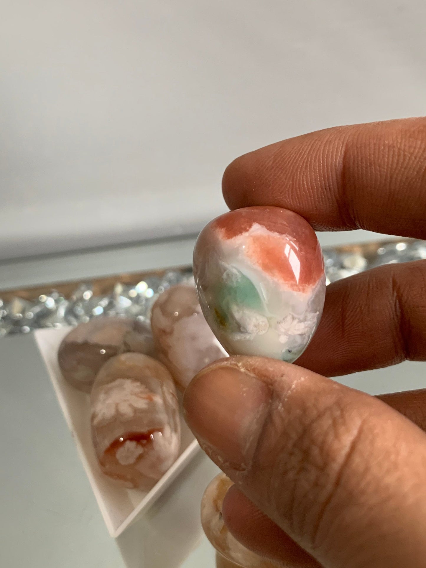 Flower Cherry Blossom Agate Crystal Gemstone Tumbled Stone - Medium