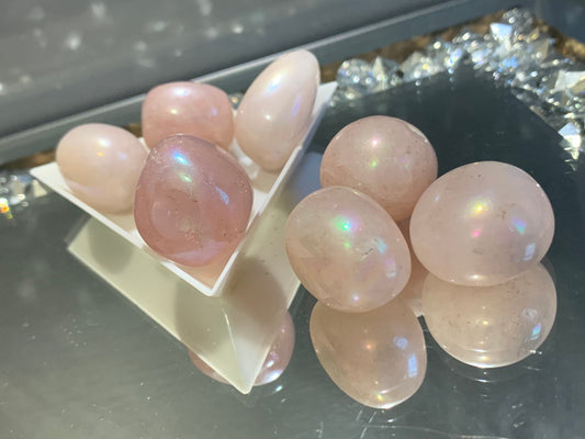 Rose Quartz Aura Tumbled Gemstone Crystal - Medium