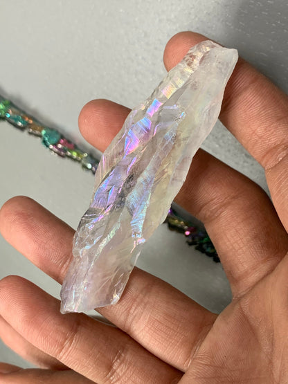 Angel Opal Aura Quartz Rough Gemstone Crystal Unicorn Tear - Large