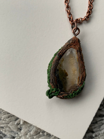 Moss Quartz Gemstone Crystal Enchanted Forest Necklace - Drop
