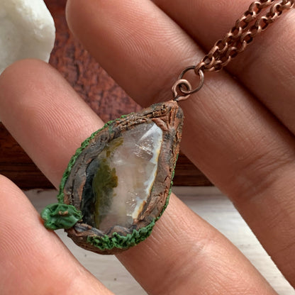 Moss Quartz Gemstone Crystal Enchanted Forest Necklace - Drop