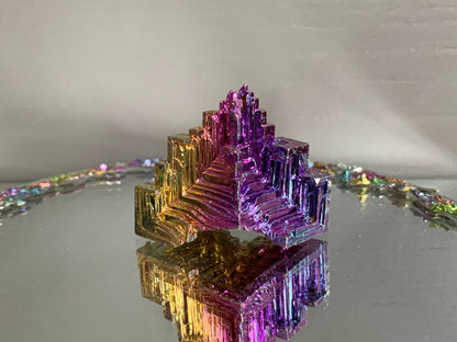 Sunset Bismuth Hopper Crystal Specimen Metal Art