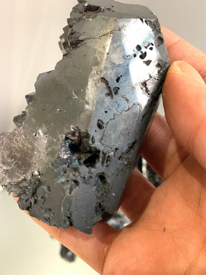Black Aura Coated Amethyst Gemstone Crystal Cluster Tower Chunk (A)