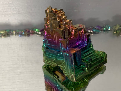 Rainbow Bismuth Hopper Crystal Specimen Metal Art
