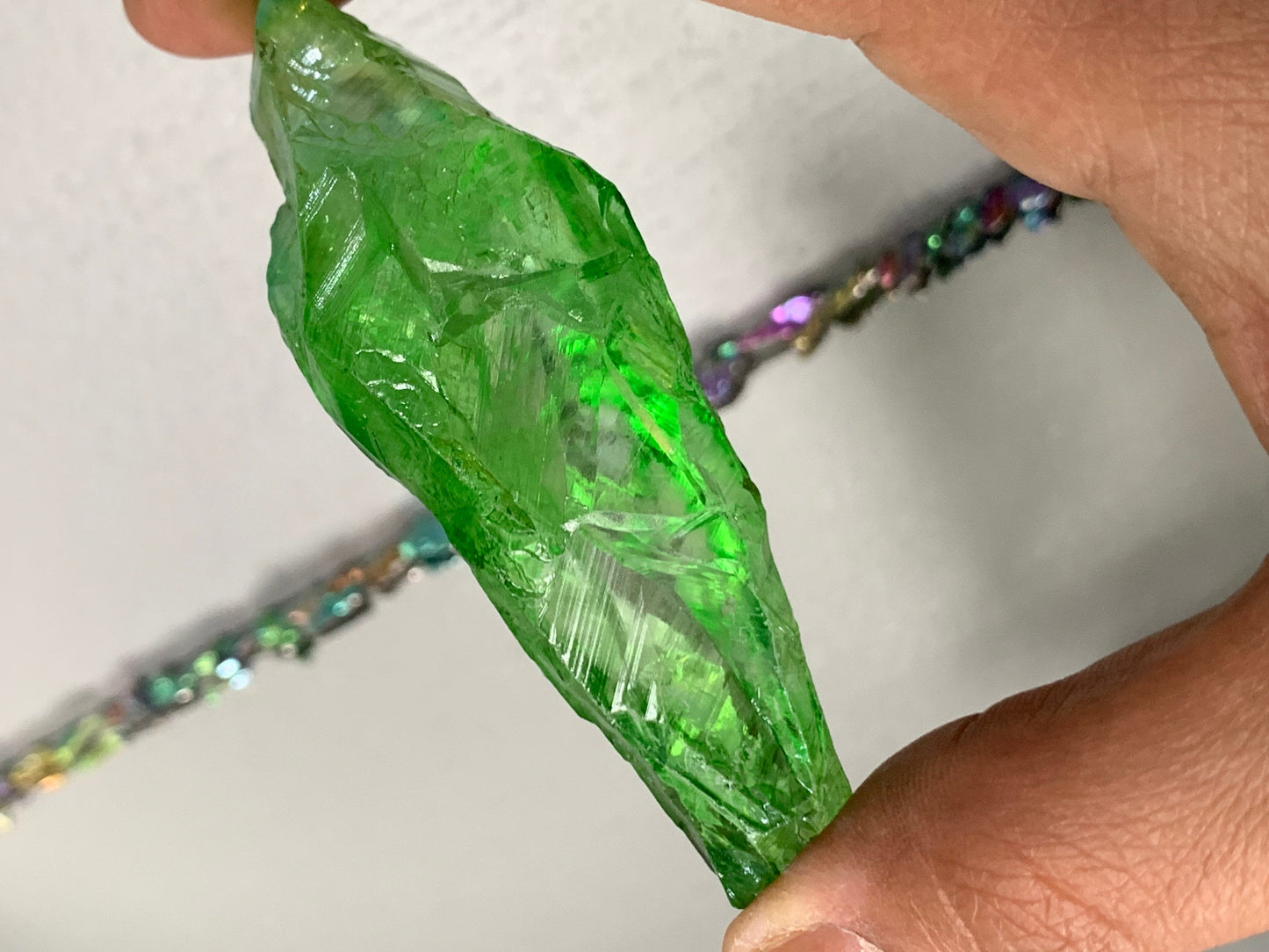 Green Aura Quartz Rough Gemstone Crystal Unicorn Tear - Large
